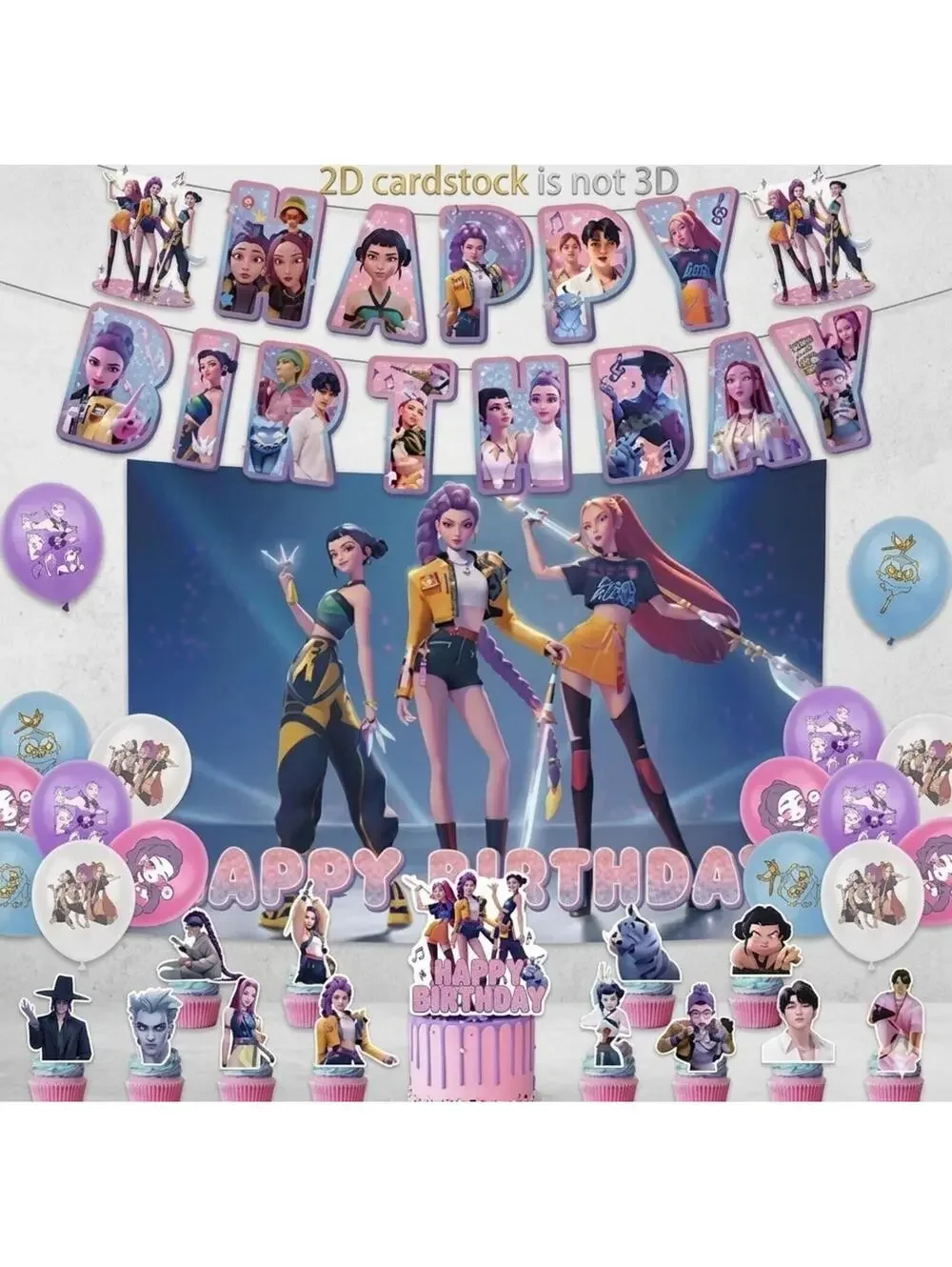 Anime Witch Girl Idol Birthday Party Decor Set - Backdrop Banner, Balloons
